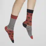 Chaussettes femmes bleu et rouge