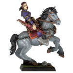 Figurine miniature d'une fée Elfe sur un cheval