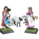 Figurines miniatures de bergères et leurs moutons