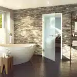 Vitrerie décorative-Porte de salle de bain en verre