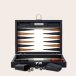 Jeux de luxe, backgammon en cuir noir