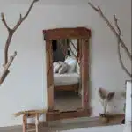 Grand miroir en bois flotté avec autre objets objets décoratifs