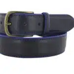 Ceinture noire avec filet bleu marine pour homme