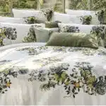 Ensemble de parure de lit vert-blanc