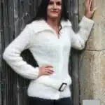 Vêtements en Mohair : veste et ceinture blanche en mohair