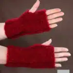 Vêtements en Mohair : mitaines en mohair rouge