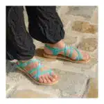 sandales grecques bleu clair