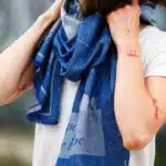 Foulard en lin de couelur bleu