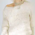 Pull blanc, tricoté