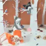 Doudous fabriqués en France, renard, raton et loup.