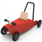 Porteur forme de voiture en bois en couleur rouge