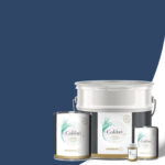 Ensemble de pots de peinture pour l'intérieur sur fond bleu