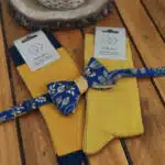 Ensemble chaussettes et nœuds papillons bleu marine et jaune