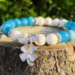 Bijoux artisanaut - bracelet en perles blanche et bleu