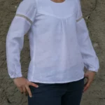 Chemise manche longue pour femme en lin blanc