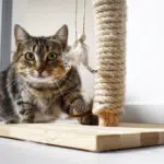 Jouets pour chat, chat gris jouant.