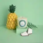 Bougies dans verre pinacolada-ananas à gauche