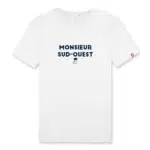 Tee-shirt blanc avec texte Monsieur sud-ouest devant