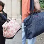 Sac week-end réversibles, denim et toile de jouy
