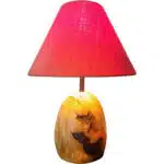 Lampe pied bois tourné et abat jour lin