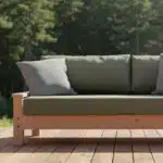 Mobilier de Jardin, banquette pour extérieur, en bois avec cousin